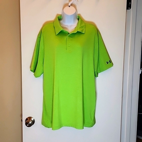 Under Armour Heat Gear Performance Polo, Loose Fit, Neon Green, Size XL - Picture 1 of 7